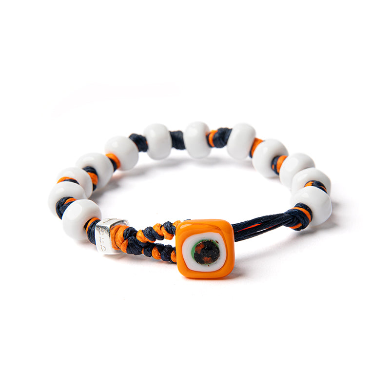 Braccialetto cabochon viola e verde agata tessuto vetro - bracciale Braccialetto cabochon viola e verde agata tessuto vetro - bracciale