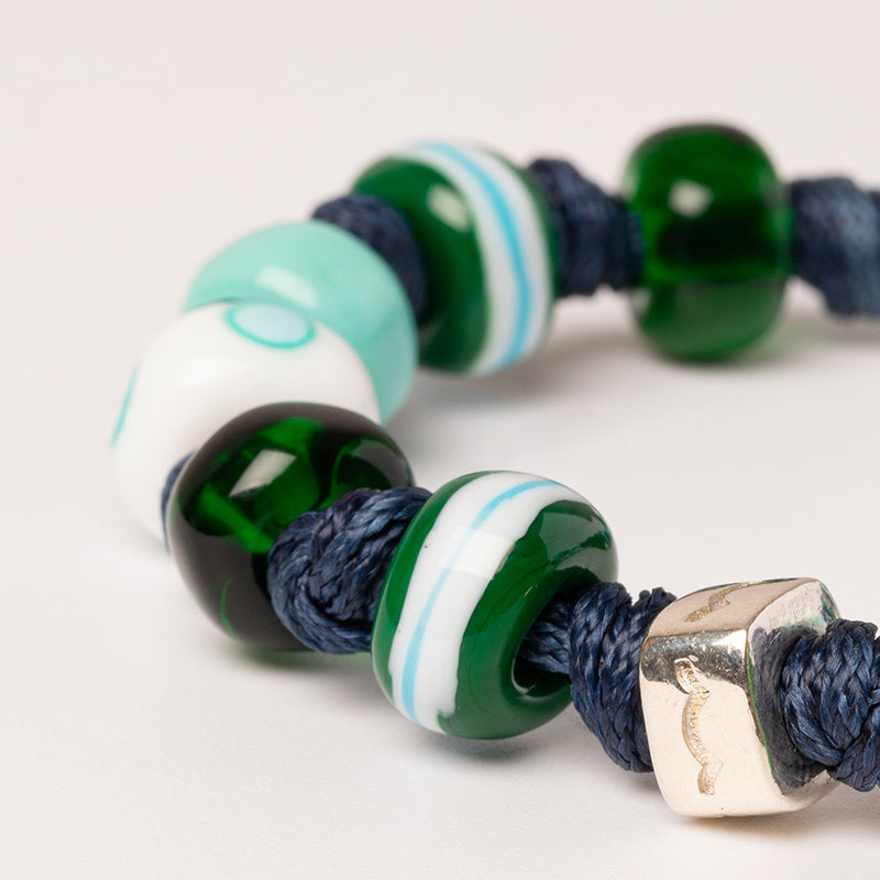 perle di vetro verde bianco aua